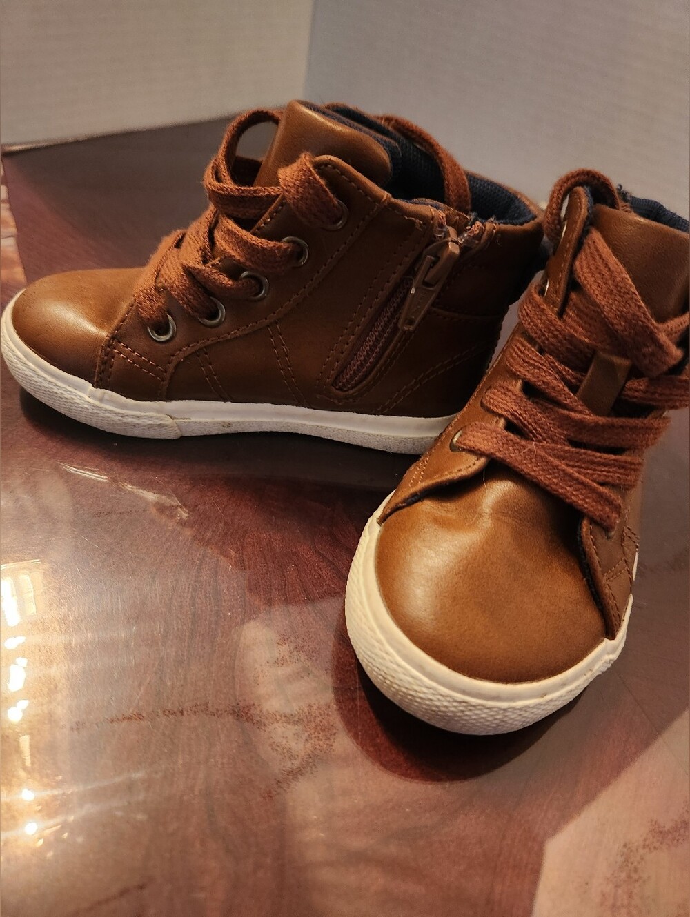Cat & Jack Brown High-Top Booties with White Soles